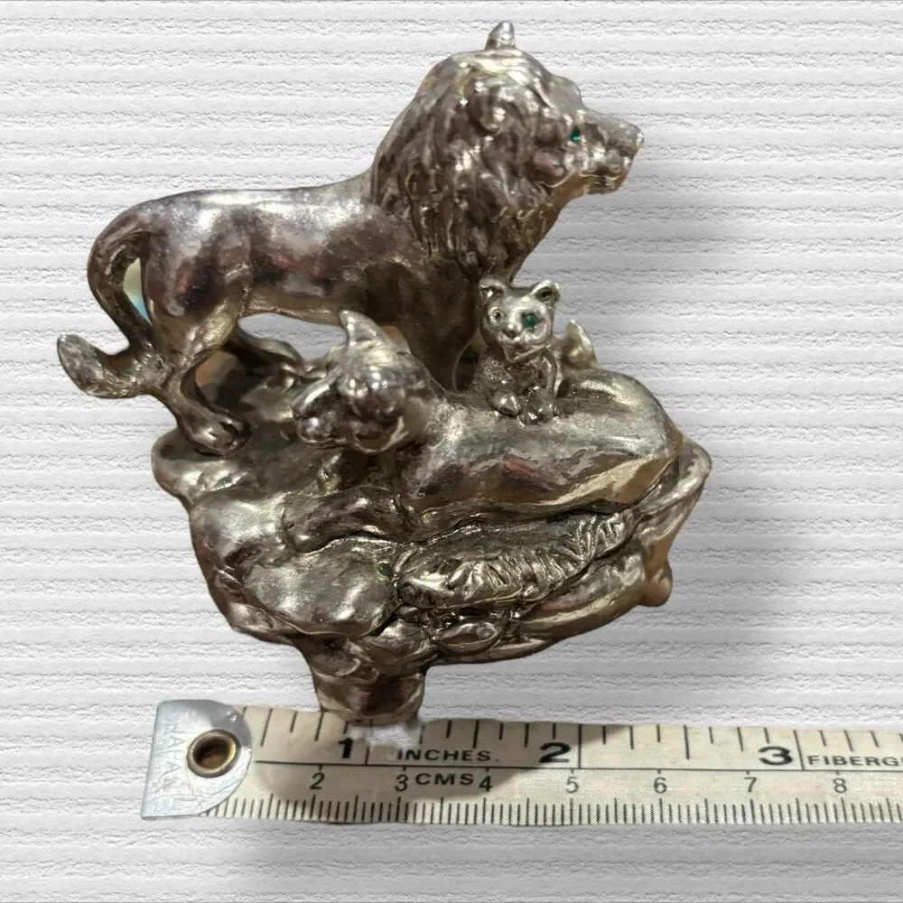 Pewter Lion Lionesses & Cub Small Musical Trinket